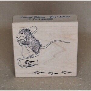 House Mouse Pogo Stamp wood mount rubber stamp Stampa Rosa 001 footprints 1998